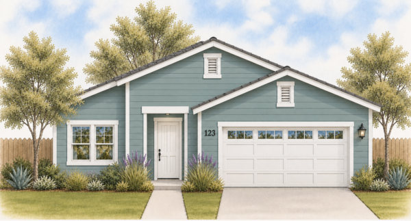 Baywood Homes, Plano tipo 2 Renderings of a house for Baywood Homes development.